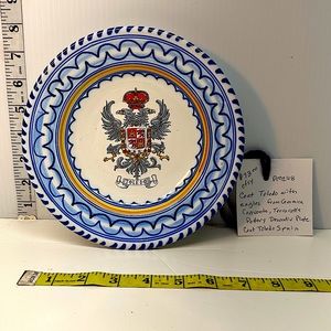 Coat Toledo Spain Plate with Eagles from Ceramica Convento Terracotta Pottery